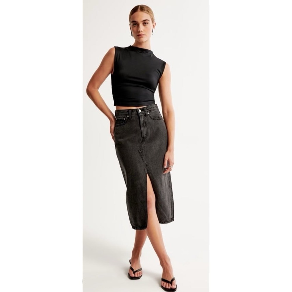 Abercrombie & Fitch High rise denim midi skirt size 14